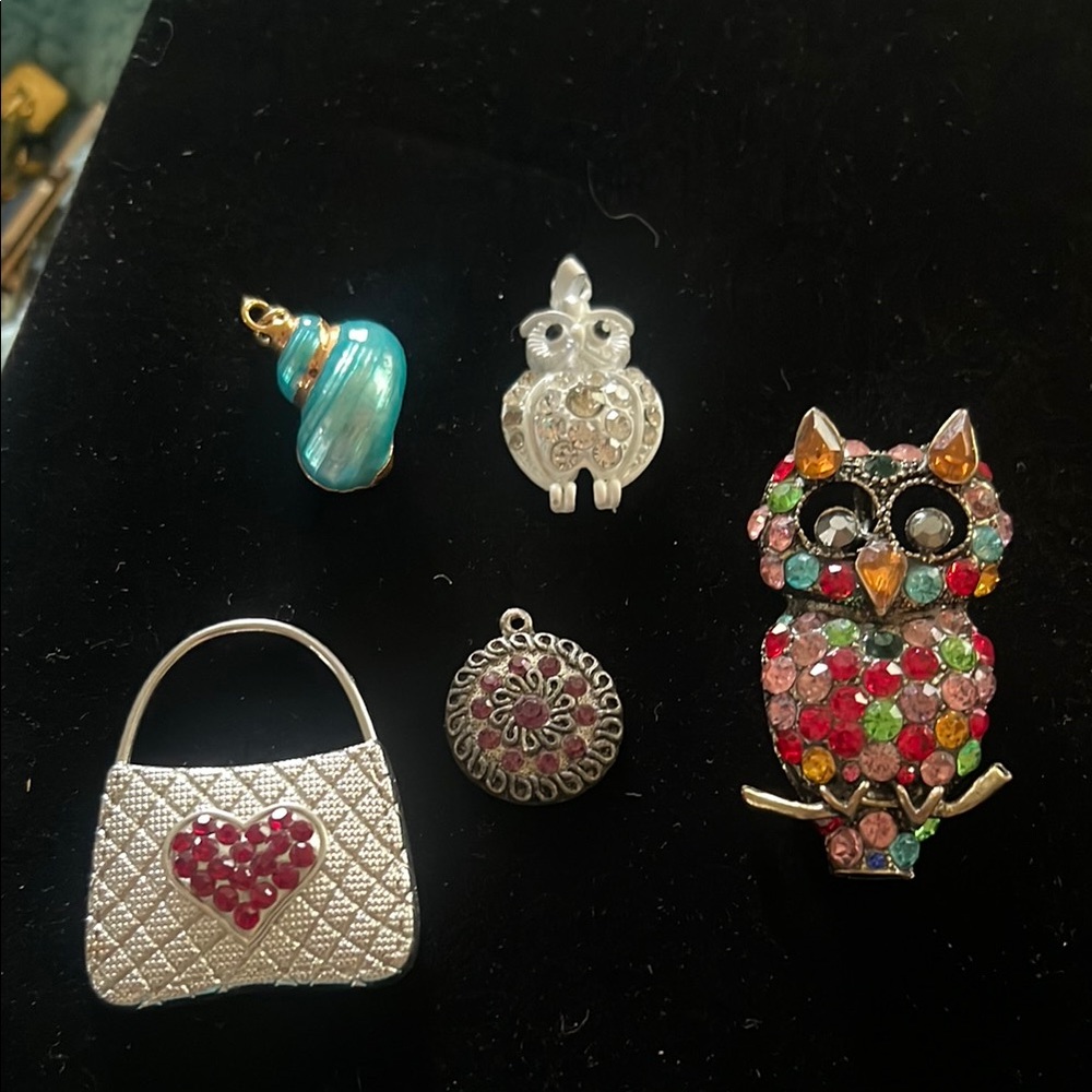 Colorful Owl and Silver Necklace Charms